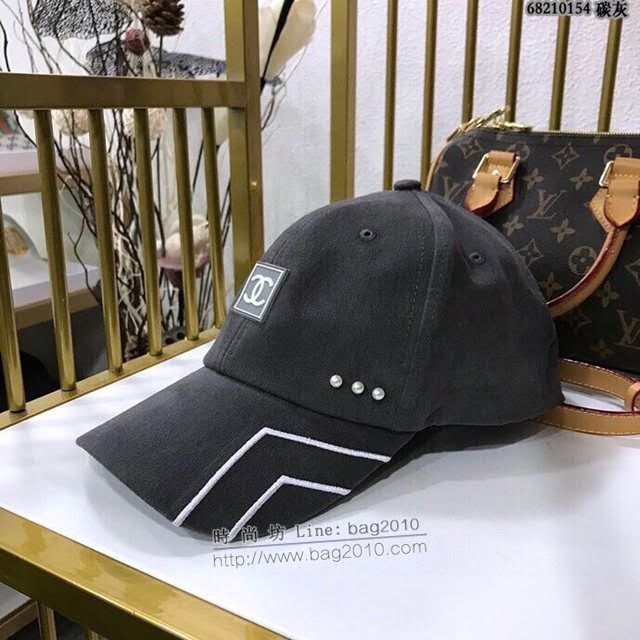 Chanel女士帽子 香奈兒線條珍珠棒球帽鴨舌帽  mm1113